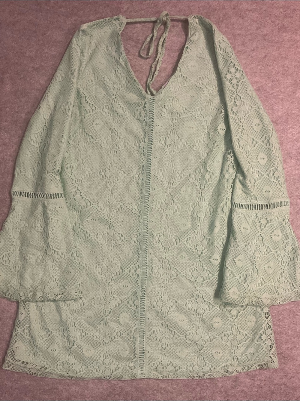 Francesca’s Alyx Mint Green Crochet Lace Tie-Back Tunic XS